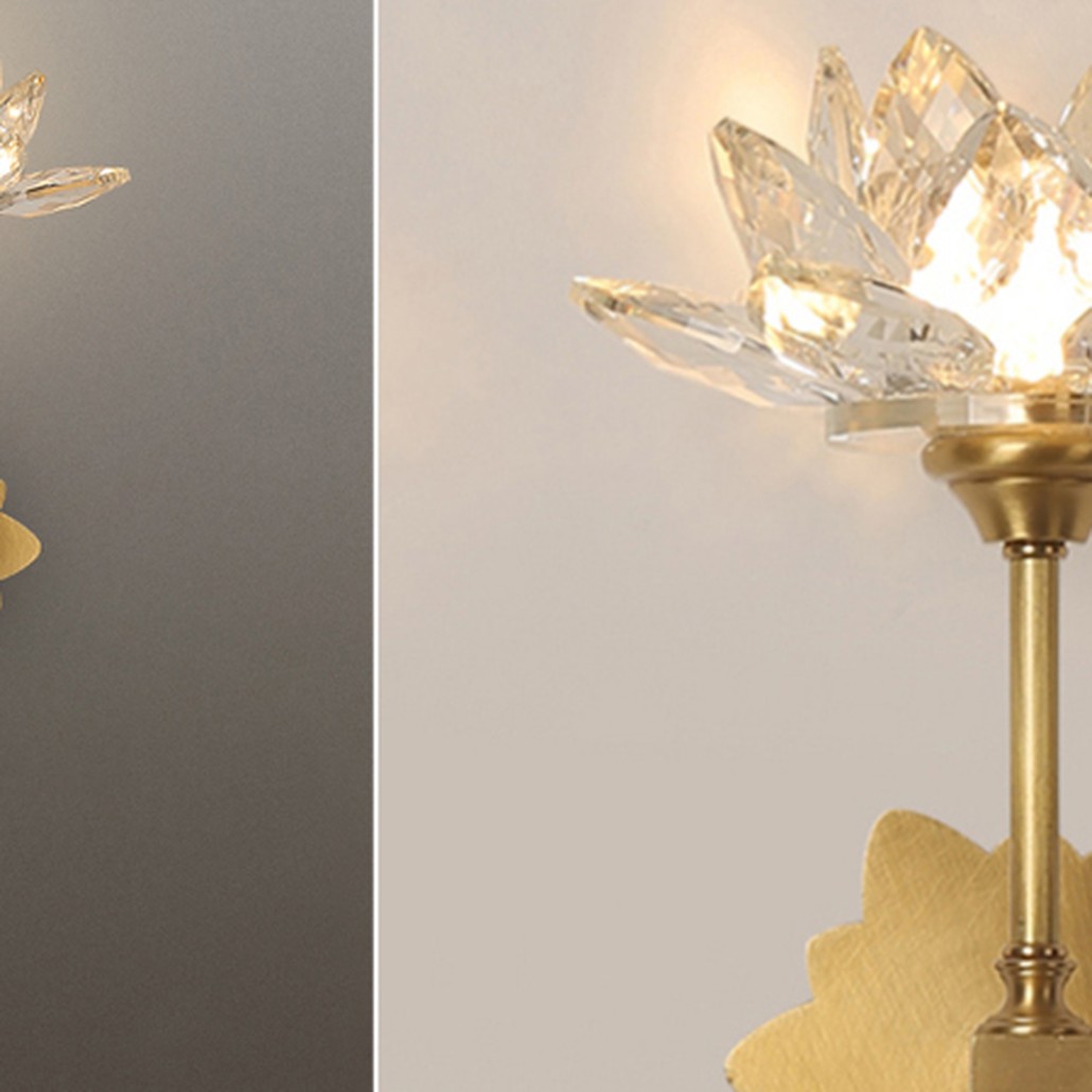 Настенный светильник Хрустальный Цветок Лотоса Lotus flower Wall Clear Glass C