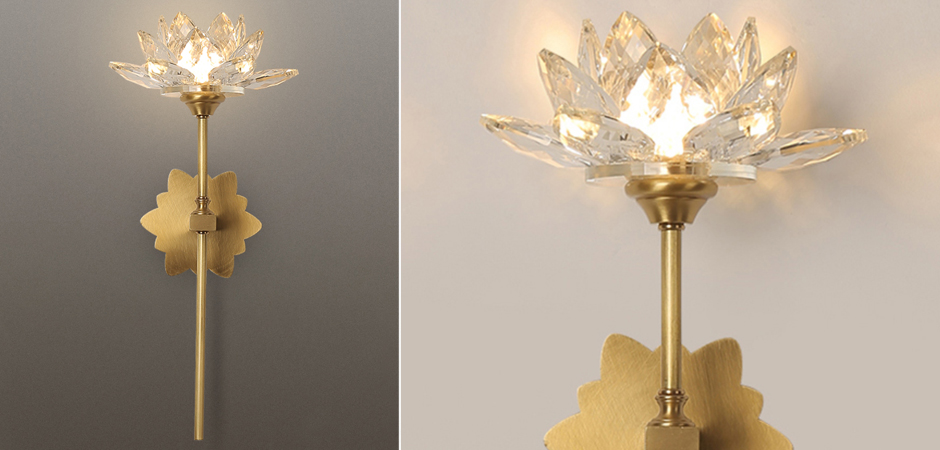 Настенный светильник Хрустальный Цветок Лотоса Lotus flower Wall Clear Glass C