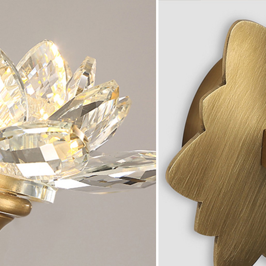 Настенный светильник Хрустальный Цветок Лотоса Lotus flower Wall Clear Glass C