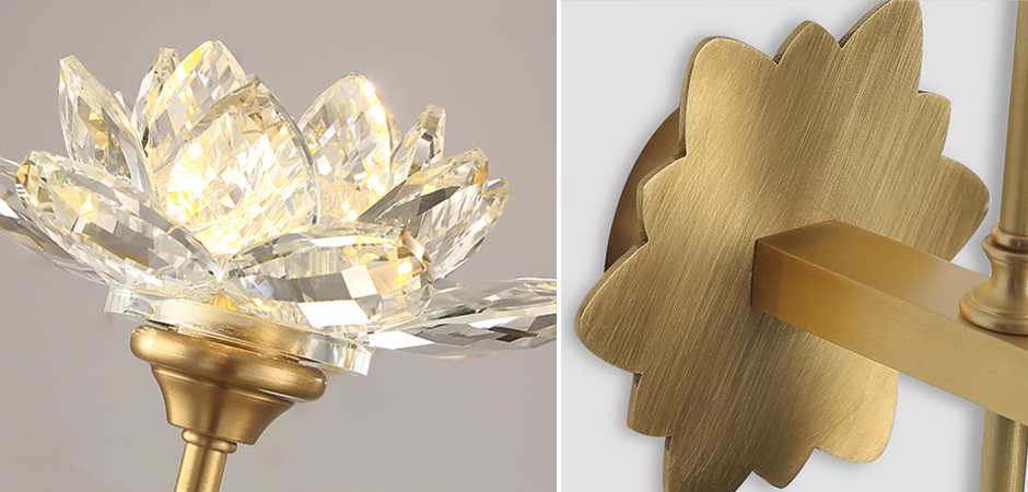 Настенный светильник Хрустальный Цветок Лотоса Lotus flower Wall Clear Glass C