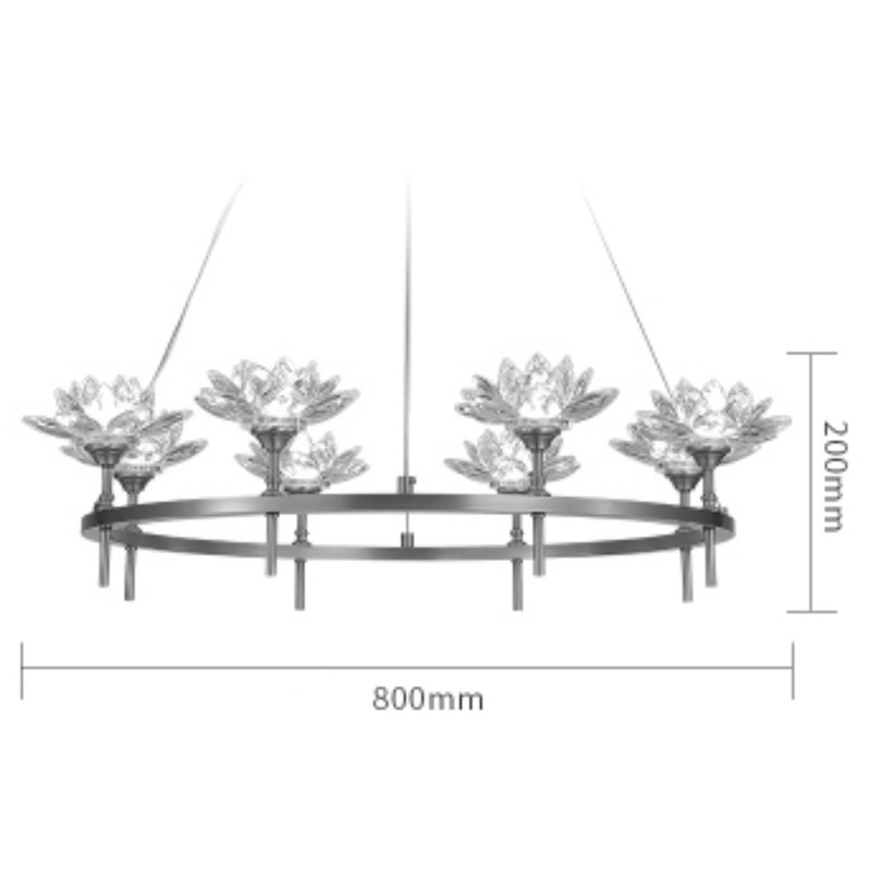 Люстра Хрустальные Цветы Лотоса Lotus flower Clear Glass lamp 8