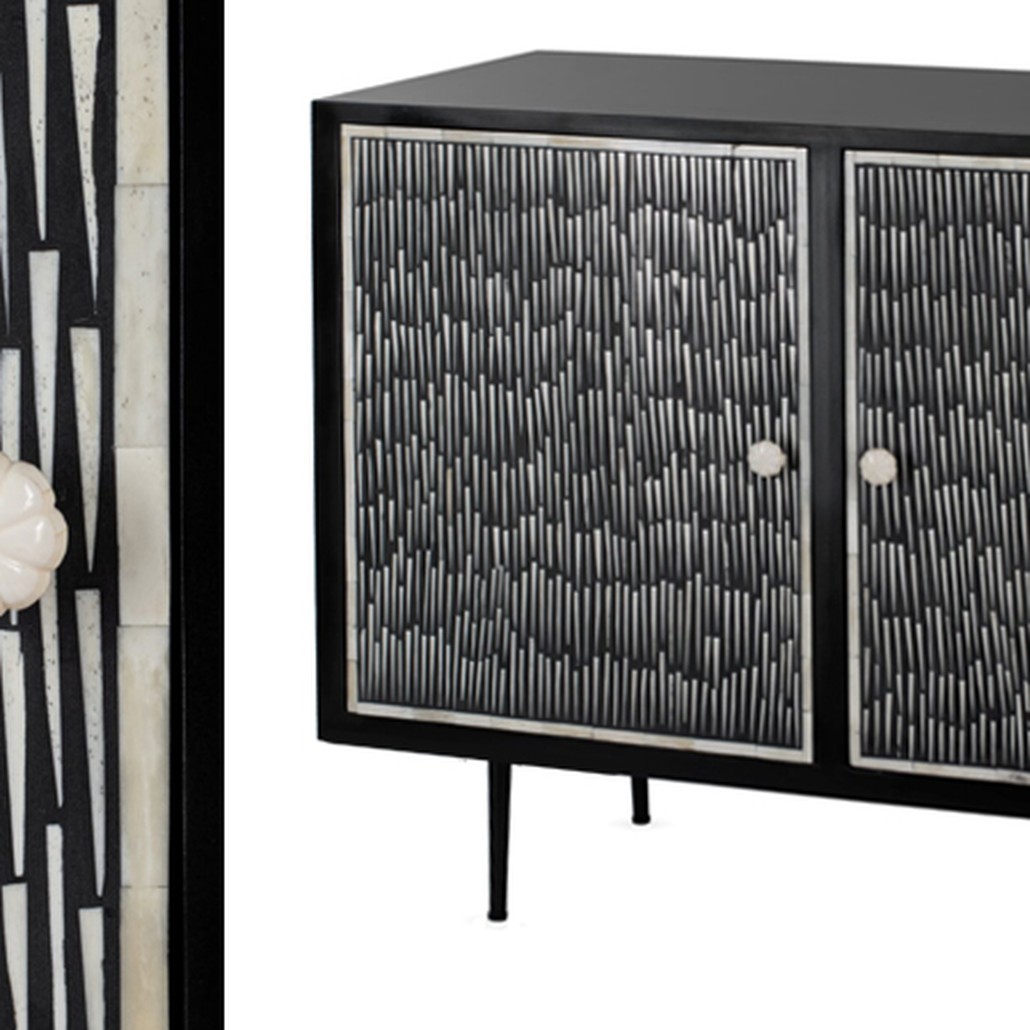 Буфет инкрустированный Inlaid Bone Black and white