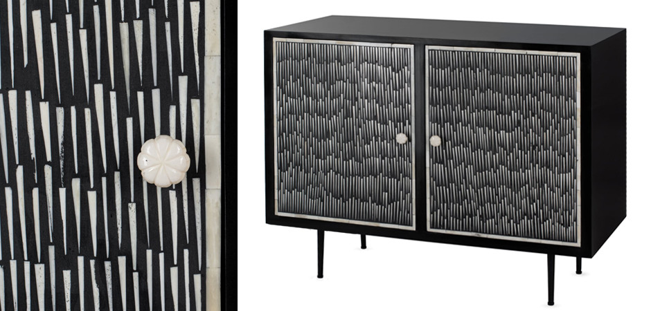Буфет инкрустированный Inlaid Bone Black and white