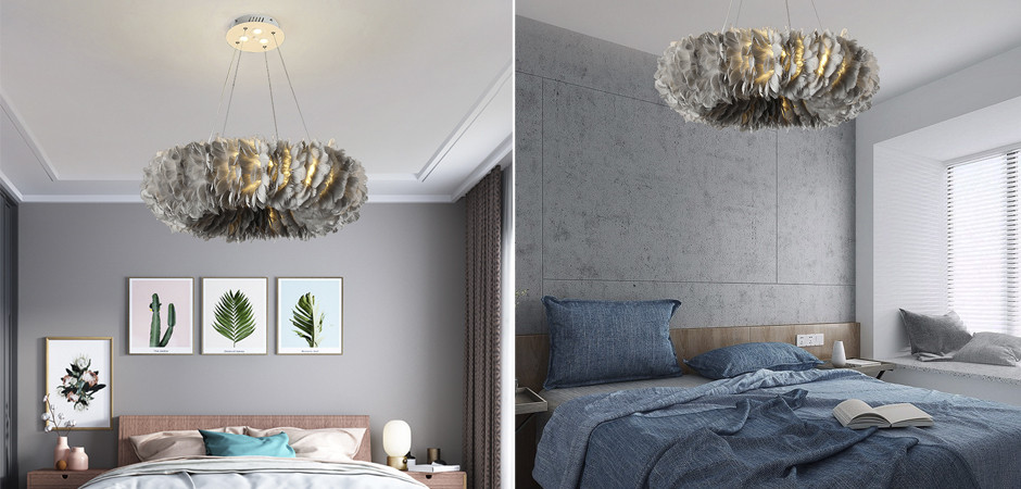 Люстра Кольцо из перьев Plumage Grey