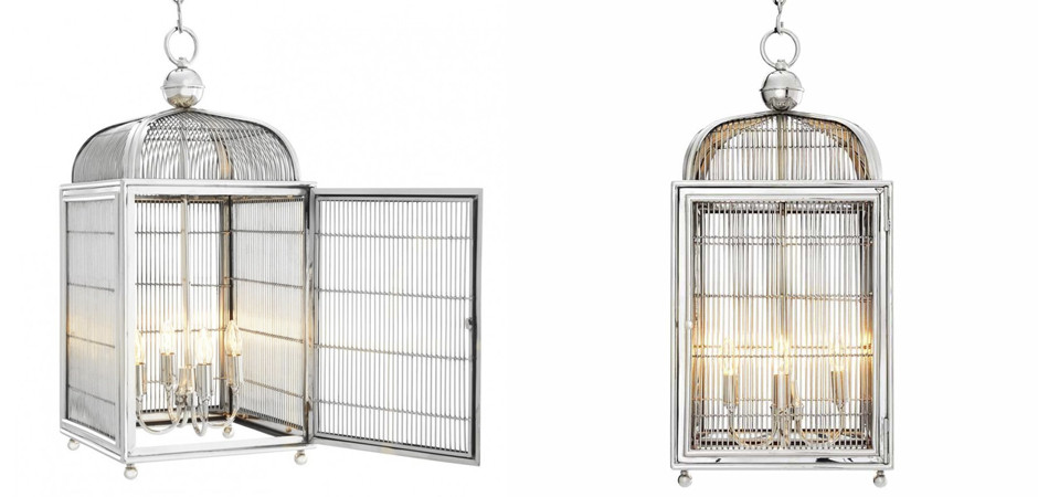 Люстра клетка Bird cage chrome Lantern Falcon