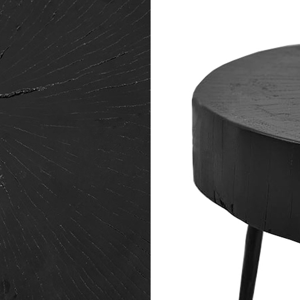 Приставной стол Saw Cut Black Wood Side Table