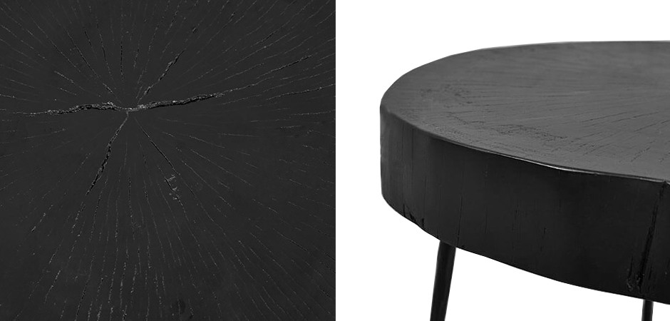 Приставной стол Saw Cut Black Wood Side Table