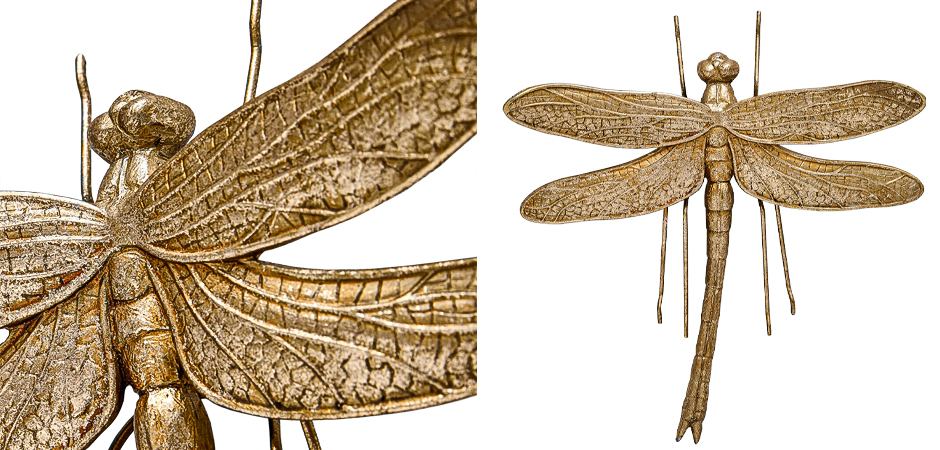 Аксессуар на стену Большая золотая стрекоза 29 см