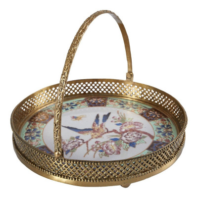 Блюдо фарфоровое с бронзовой ручкой Paradise Dish with Handle