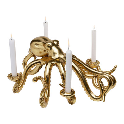 Большой Подсвечник золотой Осьминог Gold Octopus Candlestick