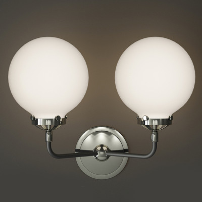 Бра БИСТРО Globe Milk Glass Double Sconce Nickel