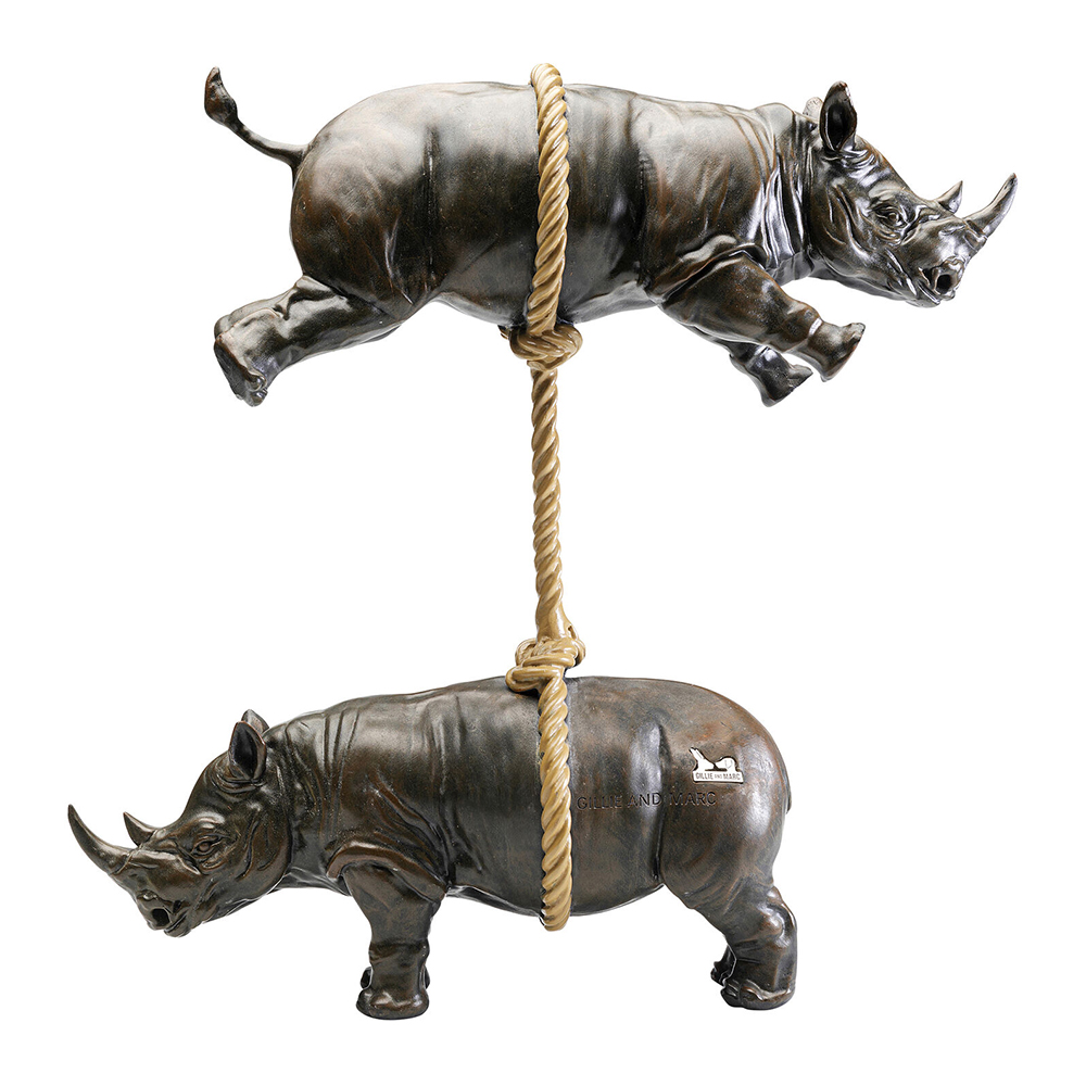 Декоративная статуя из стали Duo Rhinos