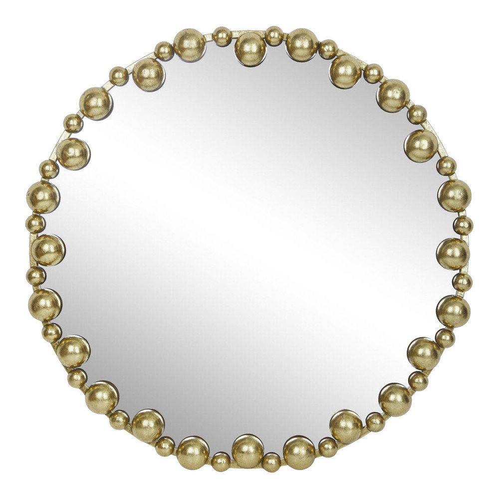Зеркало круглое в фактурной золотистой раме из металла Mirror Golden Placer