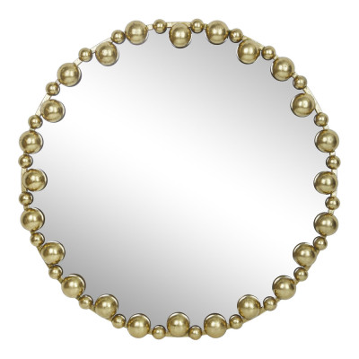Зеркало круглое в фактурной золотистой раме из металла Mirror Golden Placer