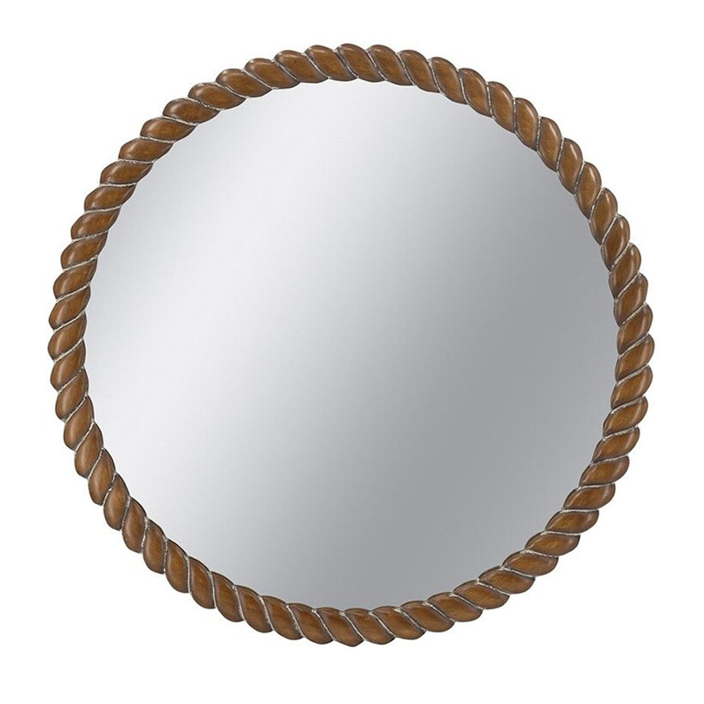 Зеркало круглое с текстурной рамой из натурального дерева Pine Wall Mirror