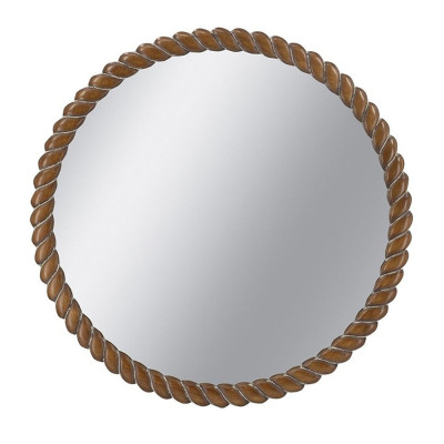 Зеркало круглое с текстурной рамой из натурального дерева Pine Wall Mirror