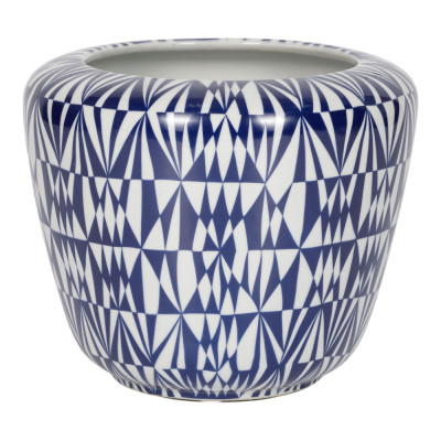 Кашпо с орнаментом в сочетании белого и синего цвета Artistic Flowerpot