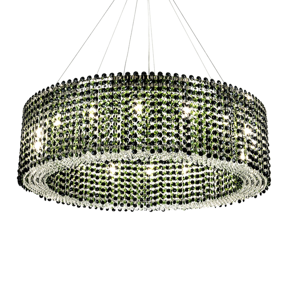 Круглая люстра с хрустальными подвесками Crystal Art Chrome Green Chandelier 12
