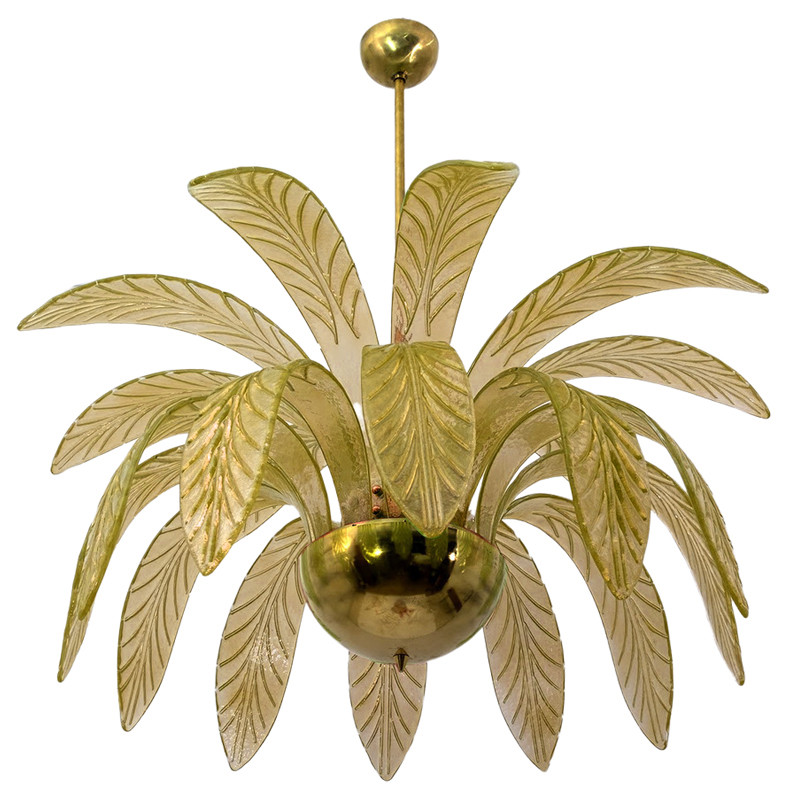 Люстра Modern Chandelier Palm Amber Стеклянные Листья Пальмы