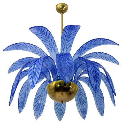 Люстра Modern Chandelier Palm Blue Стеклянные Листья Пальмы