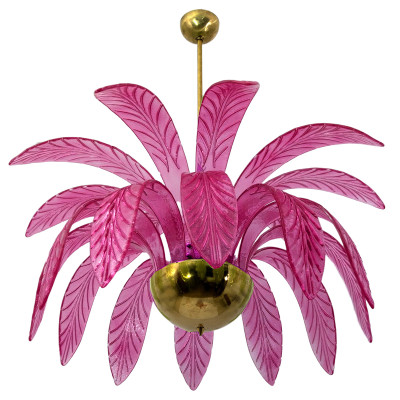 Люстра Modern Chandelier Palm Pink Стеклянные Листья Пальмы