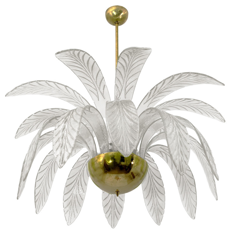 Люстра Modern Chandelier Palm White Стеклянные Листья Пальмы