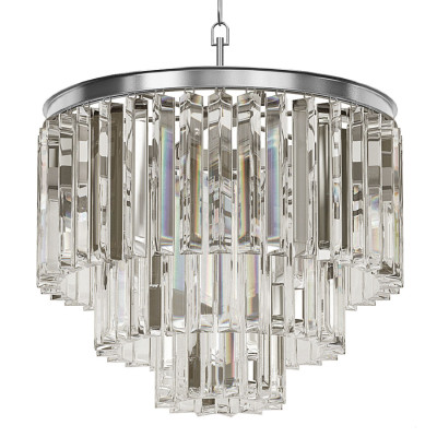 Люстра ODEON CLEAR GLASS FRINGE 3-TIER CHANDELIER nickel