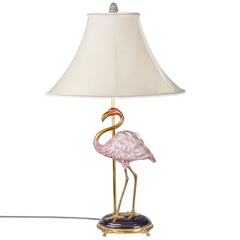 Настольная лампа с абажуром Розовый Фламинго Porcelain Flamingo Lamp