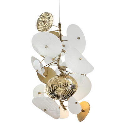 Подвесной светильник с белыми и золотистыми цветами Dahlia Flowers Lamp