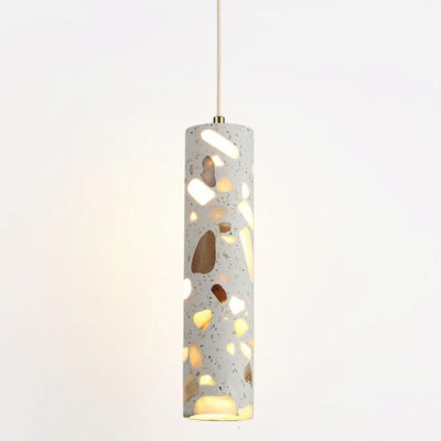 Подвесной светильник с цилиндрическим белым бетонным плафоном Terrazzo Light