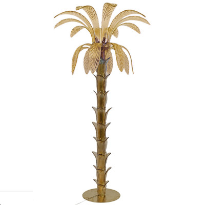 Торшер Glass Decorated Palm Floor Lamp Amber Листья Пальмы