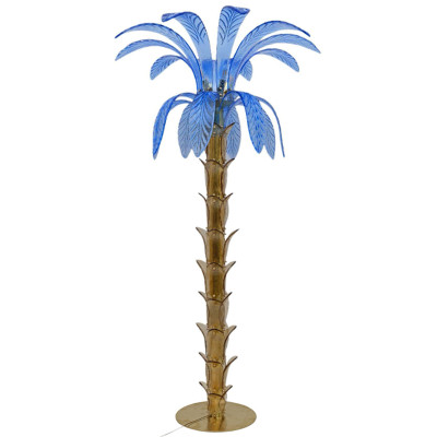 Торшер Glass Decorated Palm Floor Lamp Blue Листья Пальмы