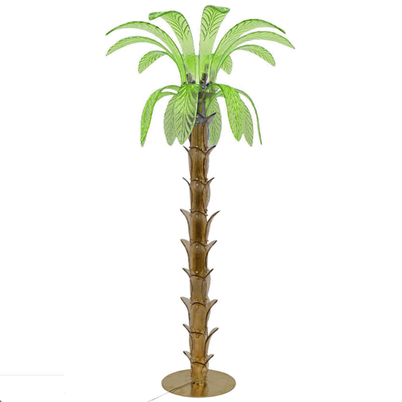 Торшер Glass Decorated Palm Floor Lamp Green Листья Пальмы