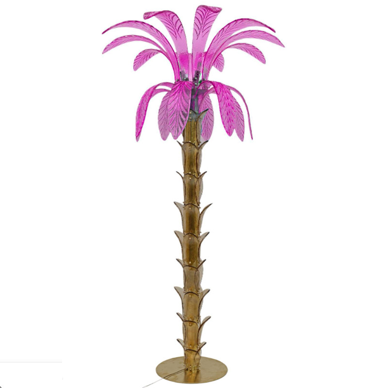 Торшер Glass Decorated Palm Floor Lamp Pink Листья Пальмы