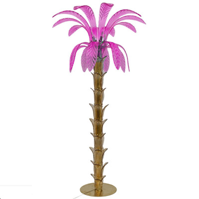 Торшер Glass Decorated Palm Floor Lamp Pink Листья Пальмы