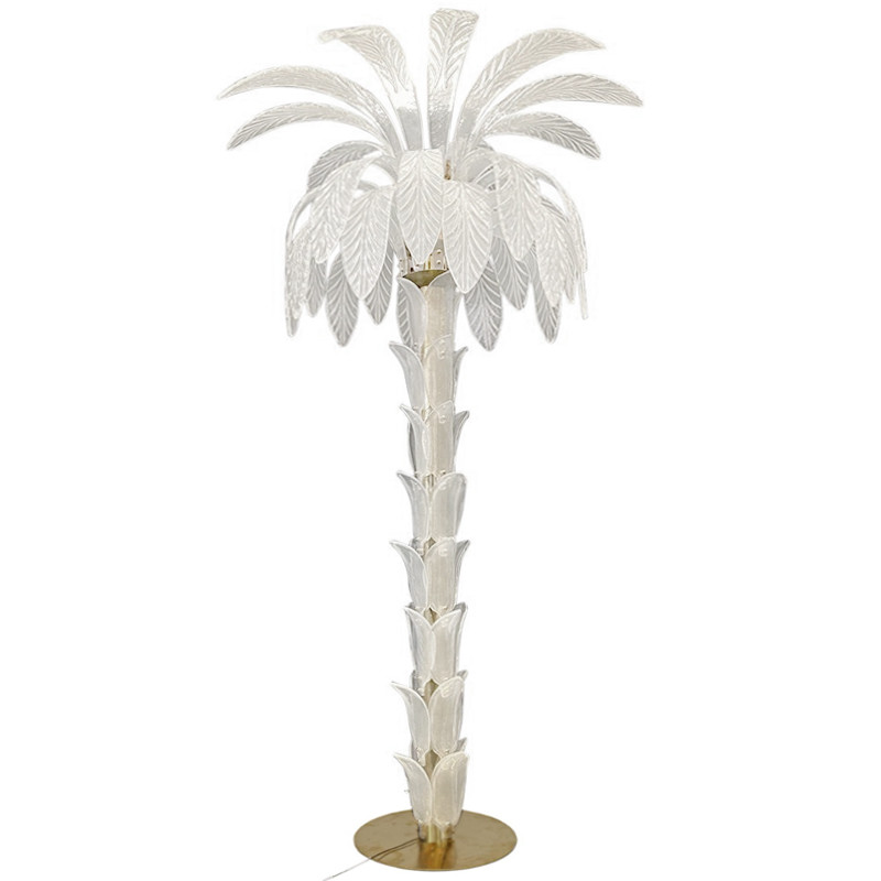Торшер Glass Decorated Palm Floor Lamp White Листья Пальмы