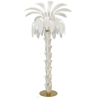 Торшер Glass Decorated Palm Floor Lamp White Листья Пальмы