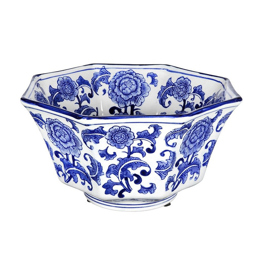 Чаша белая с синим цветочным узором Chino Dishes