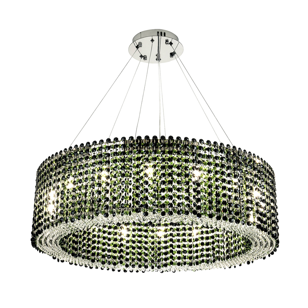 Круглая люстра с хрустальными подвесками Crystal Art Chrome Green Chandelier 12