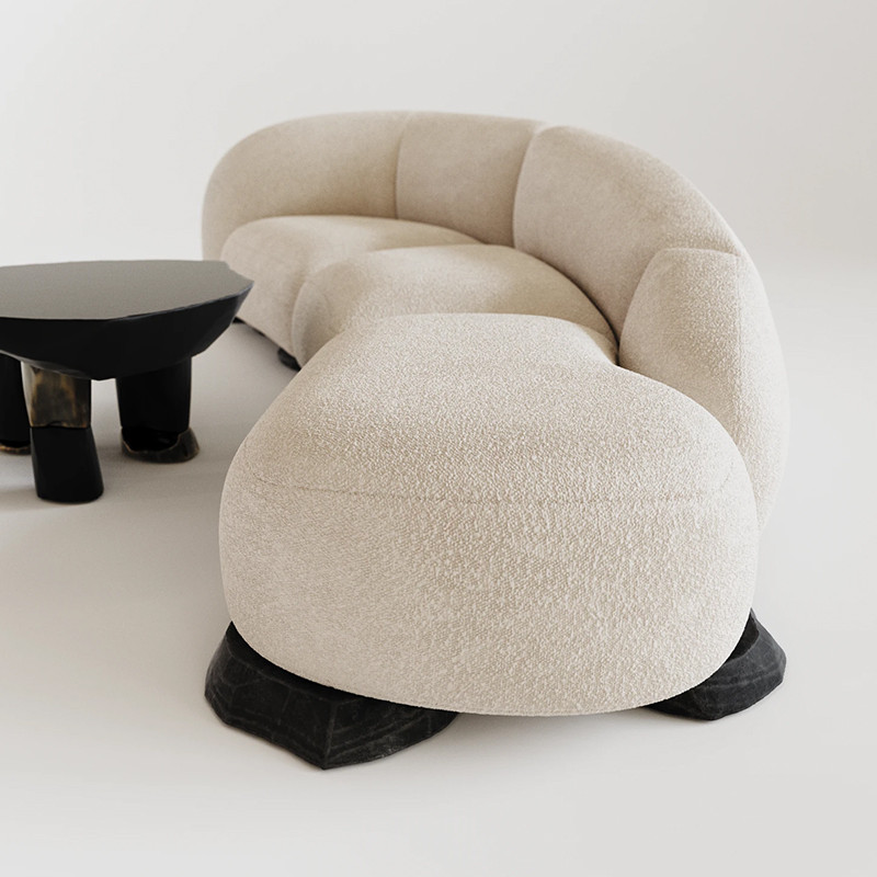 Диван Cannes трехместный с обивкой букле молочного цвета