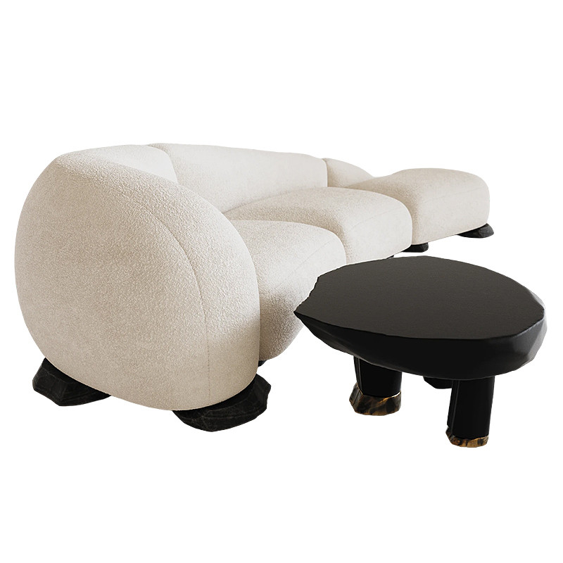 Диван Cannes трехместный с обивкой букле молочного цвета