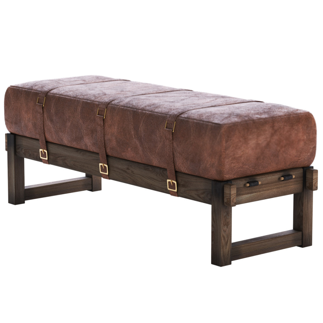 Банкетка Duncan винтажная коричневая кожа