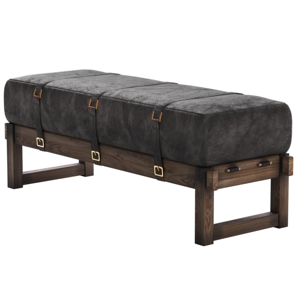 Банкетка Duncan винтажная черная кожа