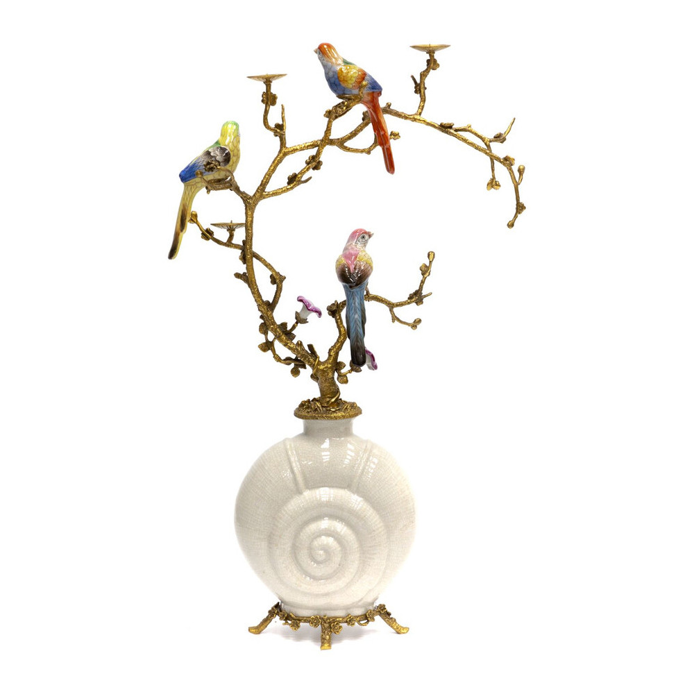 Подсвечник с декором из птиц на ветвях Birds of Paradise