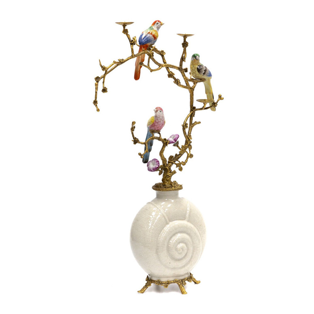 Подсвечник с декором из птиц на ветвях Birds of Paradise