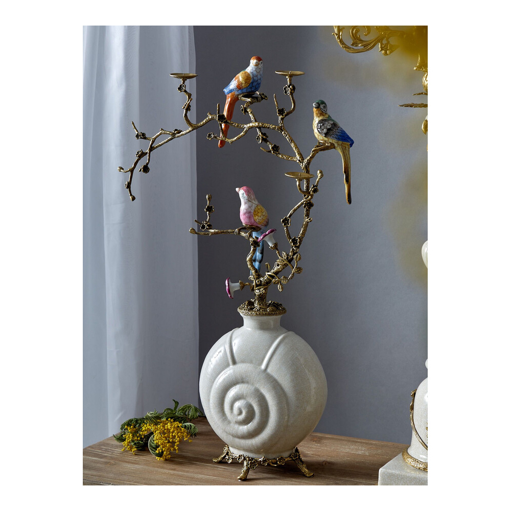 Подсвечник с декором из птиц на ветвях Birds of Paradise