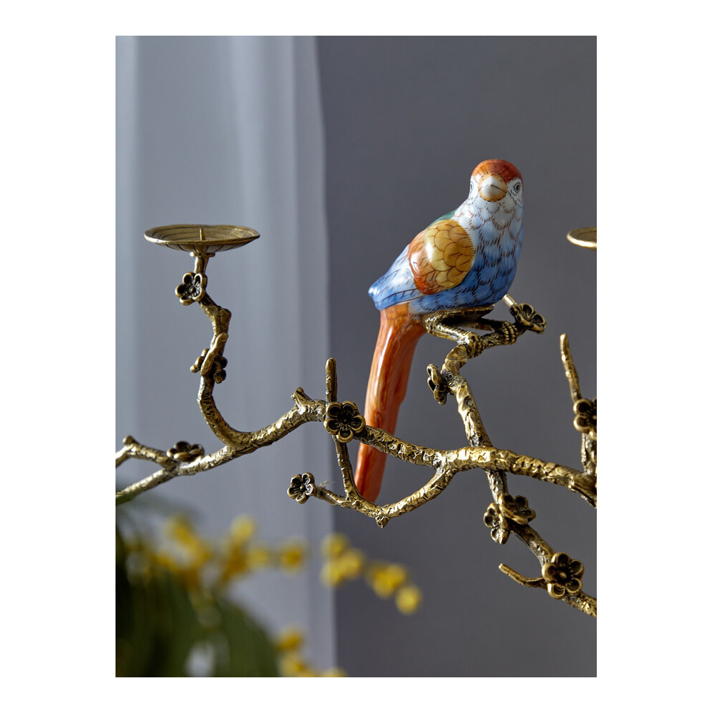Подсвечник с декором из птиц на ветвях Birds of Paradise