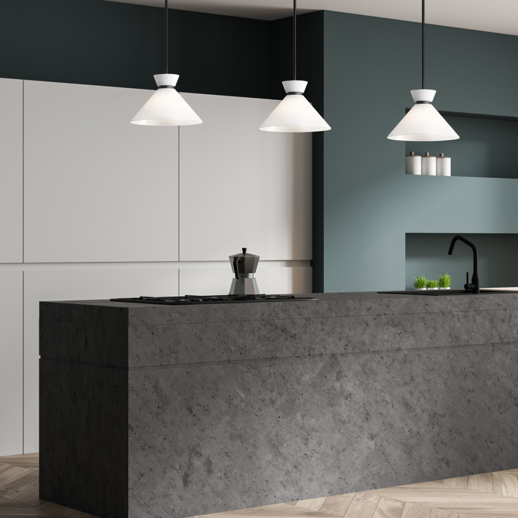 Подвесной светильник с белым стеклянным конусным плафоном Alora Mood