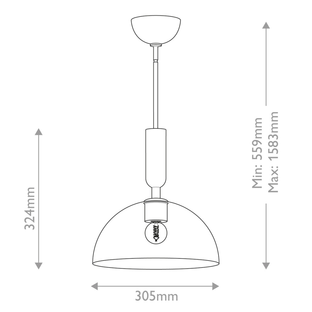 Подвесной светильник с прозрачным полусферическим стеклянным плафоном Alora Mood