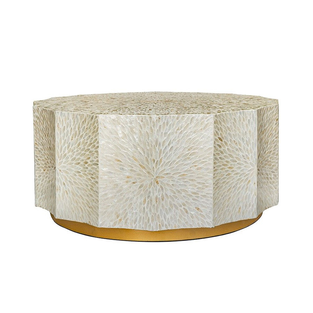 Стол кофейный с отделкой раковинами устриц Coastal Charm